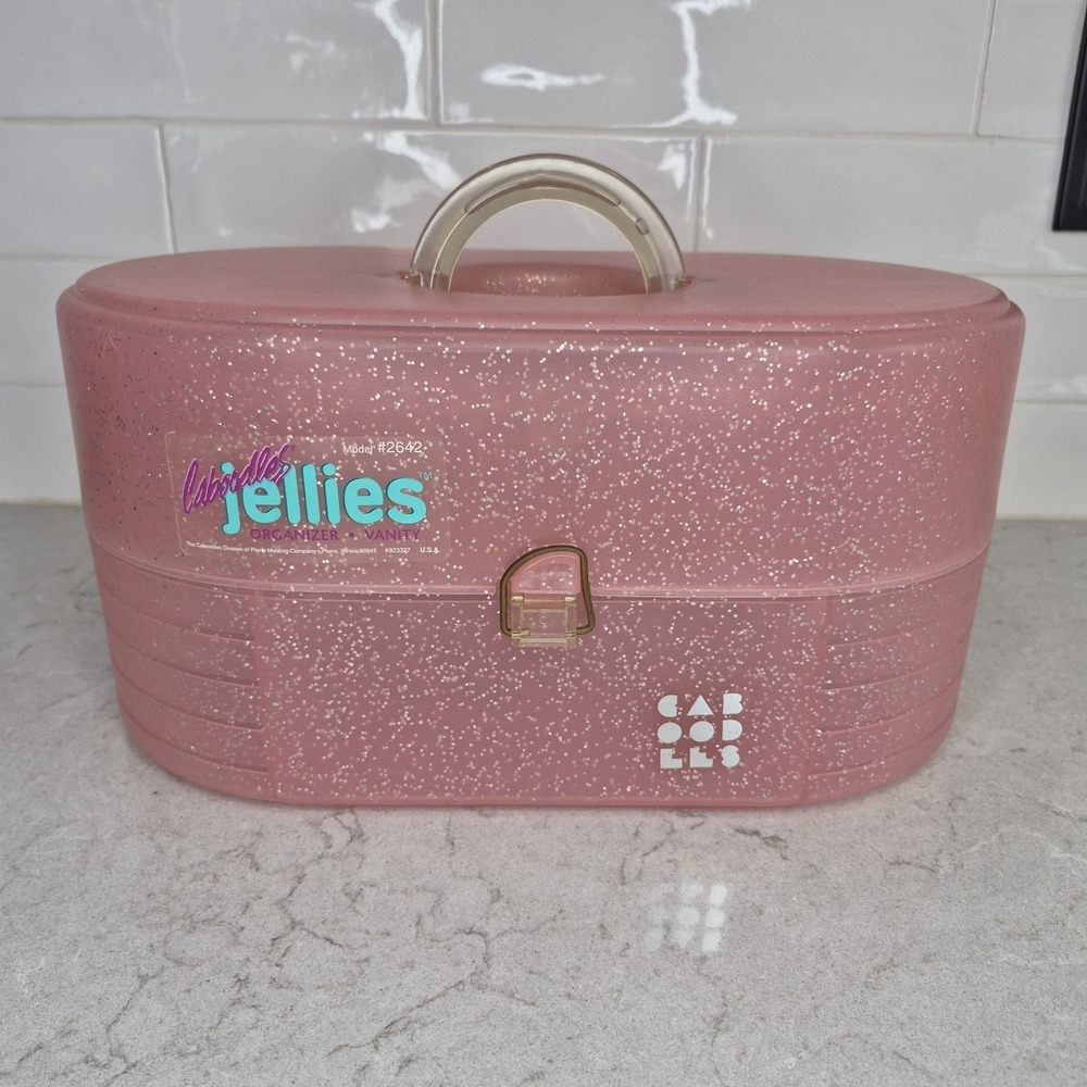 Rare Vtg Caboodles Jellies Large  Model 2642 Pink‎ Organizer Vanity Makeup Case